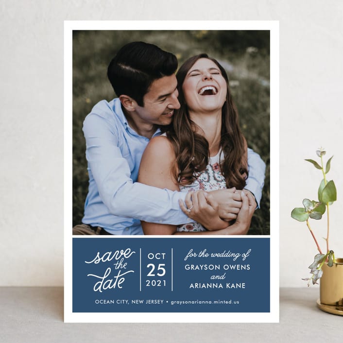 "Sweet & Modern" - Save the Dates in Navy by Jill Means - Front