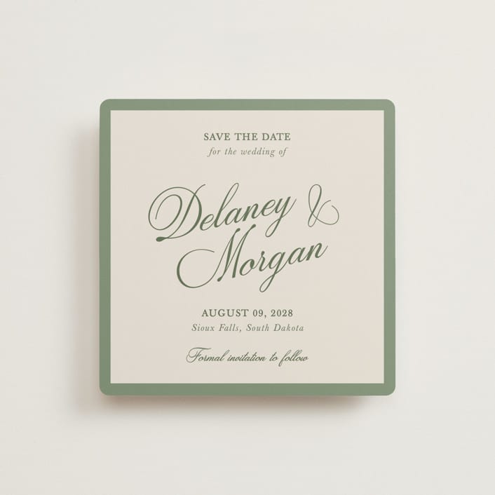 "classic bold border" - Save the Dates in Olive by Cass Loh - Front