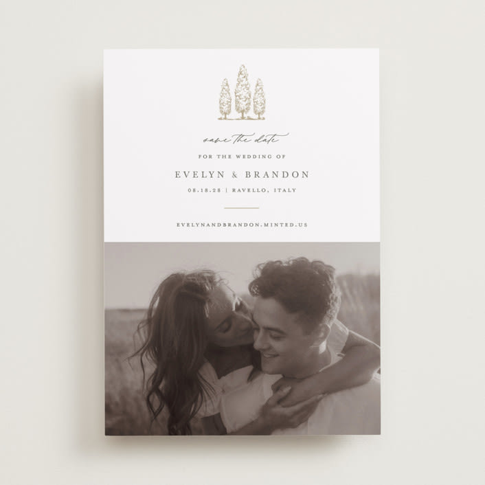 "Arborvitae" - Save the Dates in Champagne by Sarah Brown - Front