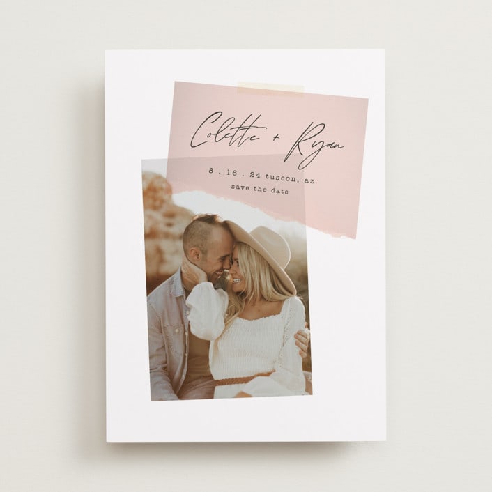 "Keepsake" - Save the Dates in Blush by Morgan Kendall - Front