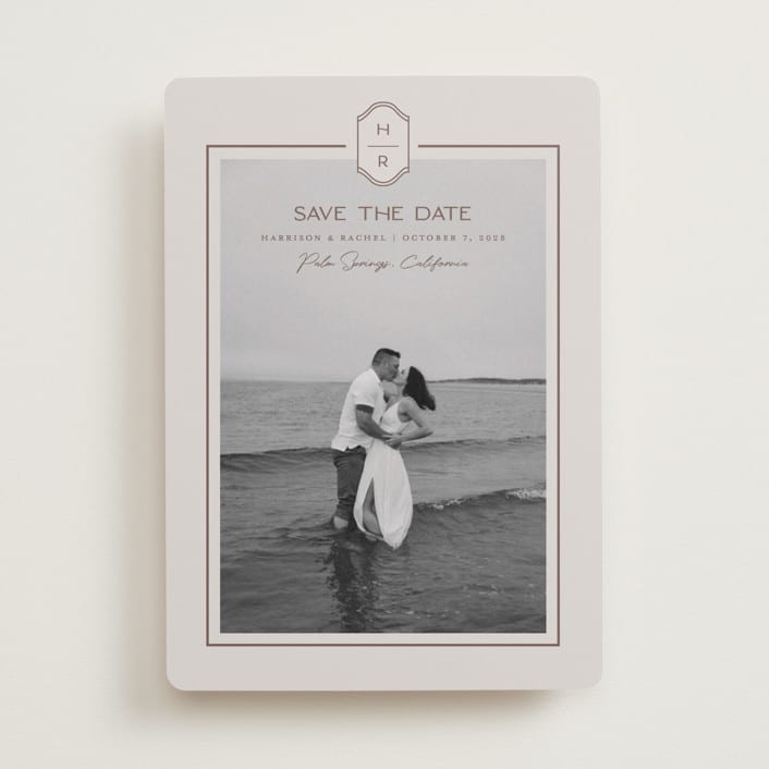 "Modern Monogram" - Save the Dates in Dove by Rachelle Clarke - Front