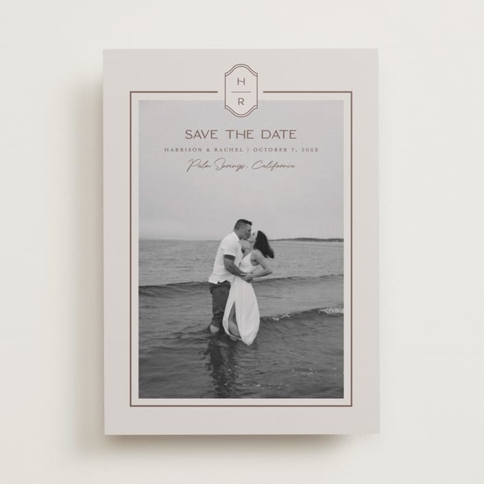 "Modern Monogram" - Save the Dates in Dove by Rachelle Clarke - Front