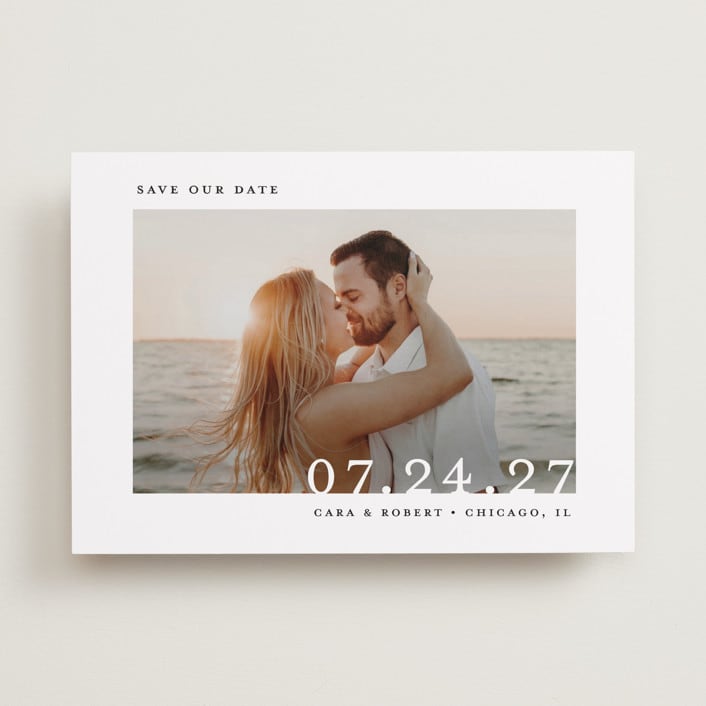"Minimal Message" - Save the Dates in Cloud by Lindsay Megahed - Front