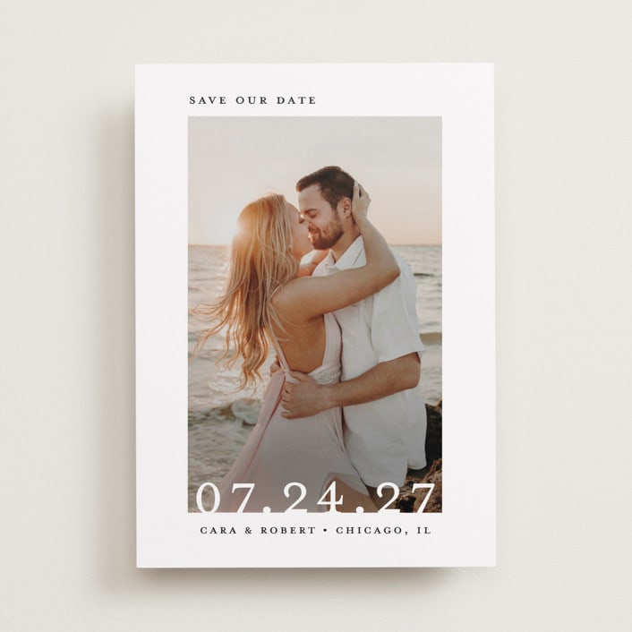 "Minimal Message" - Save the Dates in Cloud by Lindsay Megahed - Front