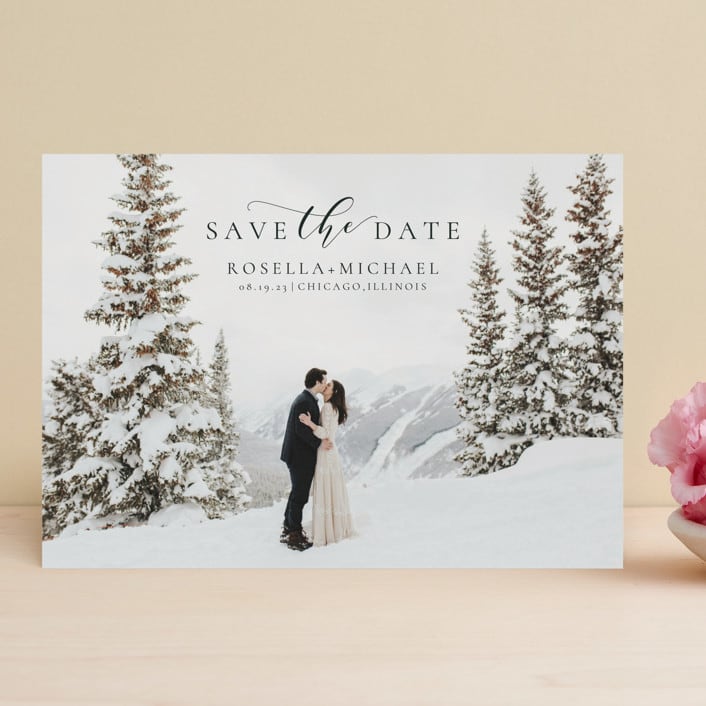 "snow love" - Save the Dates in Tuxedo by Minic - Front