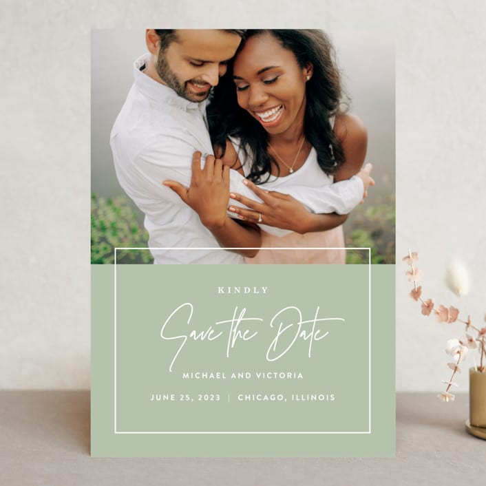 "Eloquent" - Save the Dates in Sage by JoAnn Jinks - Front