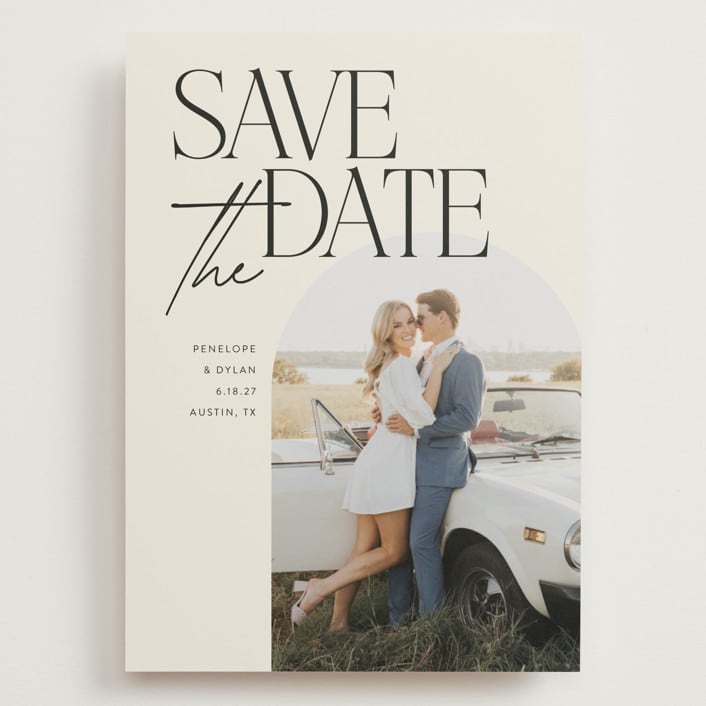 "Penelope" - Save the Dates in Ecru by Morgan Kendall - Front