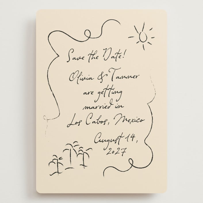 "Sunny Love" - Save the Dates in Sand by Ashley Iwafuchi - Front