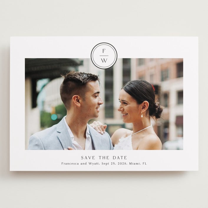 "Circle monogram" - Save the Dates in Cotton by Stacey Meacham - Front