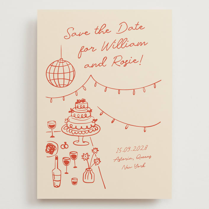 "Party On!" - Save the Dates in Sangria Spark by Zove Ahhh - Front