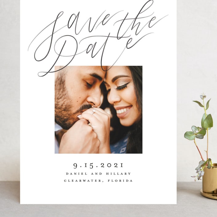 "Casual Script" - Save the Dates in Snow by Pink House Press - Front