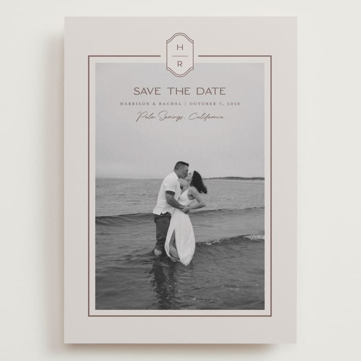 "Modern Monogram" - Save the Dates in Dove by Rachelle Clarke - Front