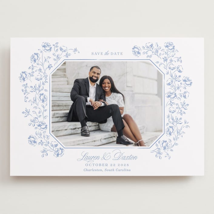 "Framed Florals" - Save the Dates in Sky by Robert and Stella - Front