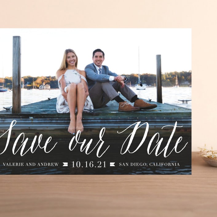 "Modern Script" - Save the Dates in Cloud by Lehan Veenker - Front