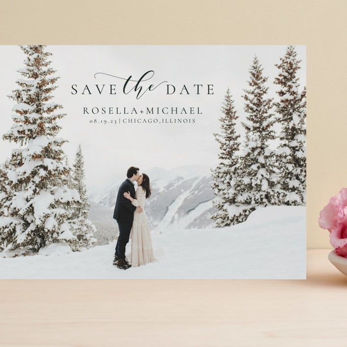 "snow love" - Save the Dates in Tuxedo by Minic - Front