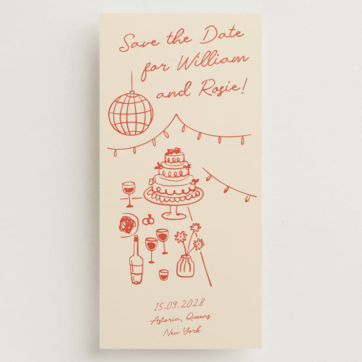 "Party On!" - Save the Dates in Sangria Spark by Zove Ahhh - Front