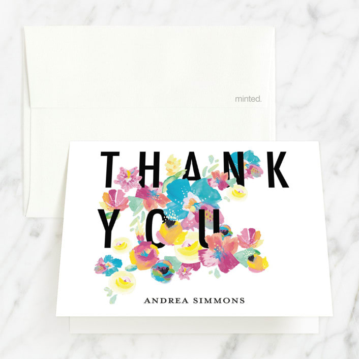 "Floral Sixteenth" - Sweet Sixteen Party Thank You Cards in Aquamarine by Lady Noble - Front