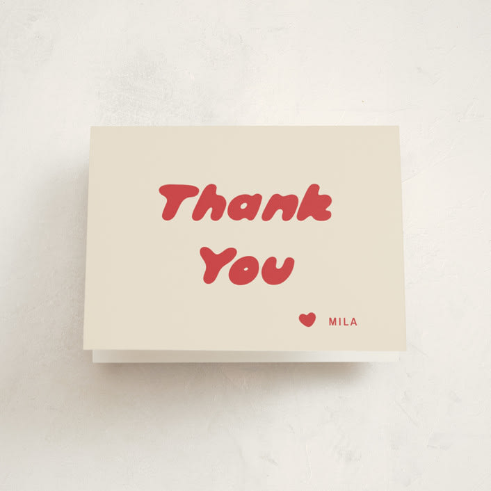 "Bubble Gum" - Sweet Sixteen Party Thank You Cards in Cherry by Ani Somi - Front
