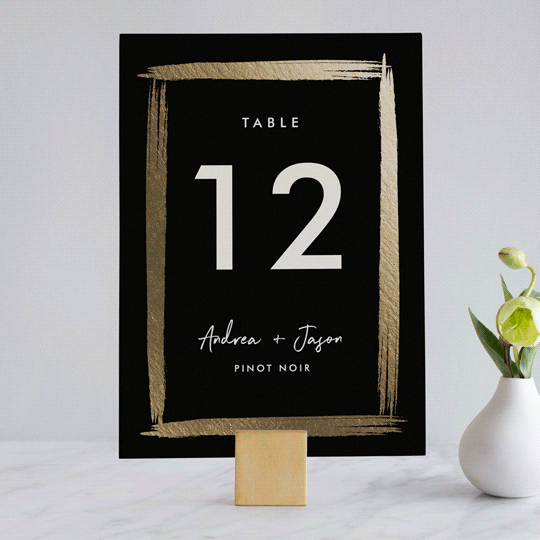 "Brushy frame" - Table Numbers in Midnight by Stacey Meacham - Front