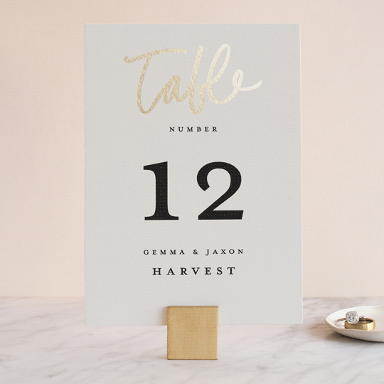 "Lovely Script" - Table Numbers in Cotton by Stacey Meacham - Front