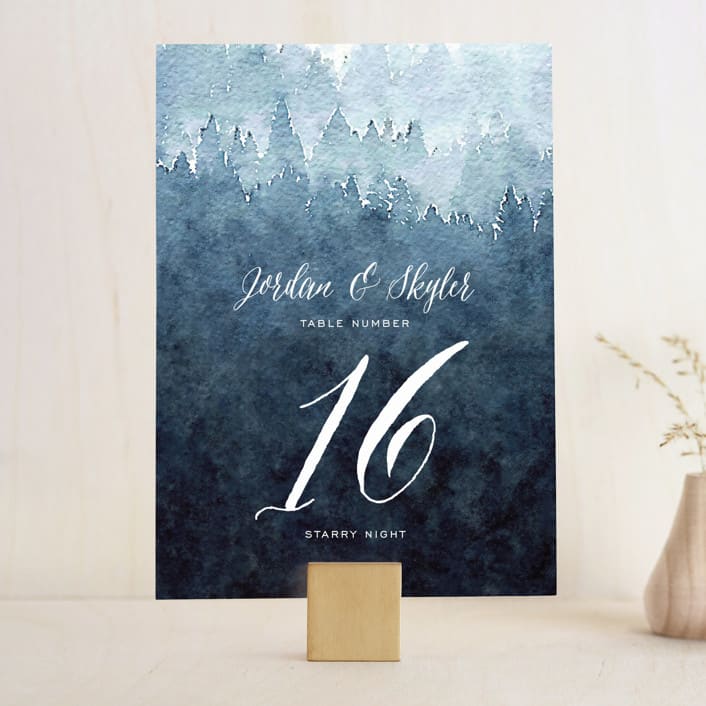 "Mountain Retreat" - Table Numbers in Evening Sky by Design Lotus - Front