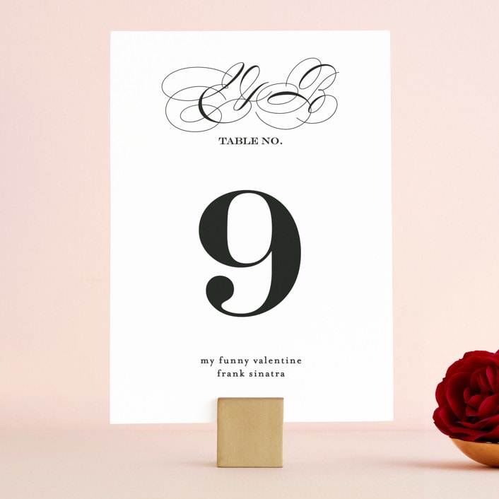 "Timeless Elegance" - Table Numbers in Black Night by AK Graphics - Front
