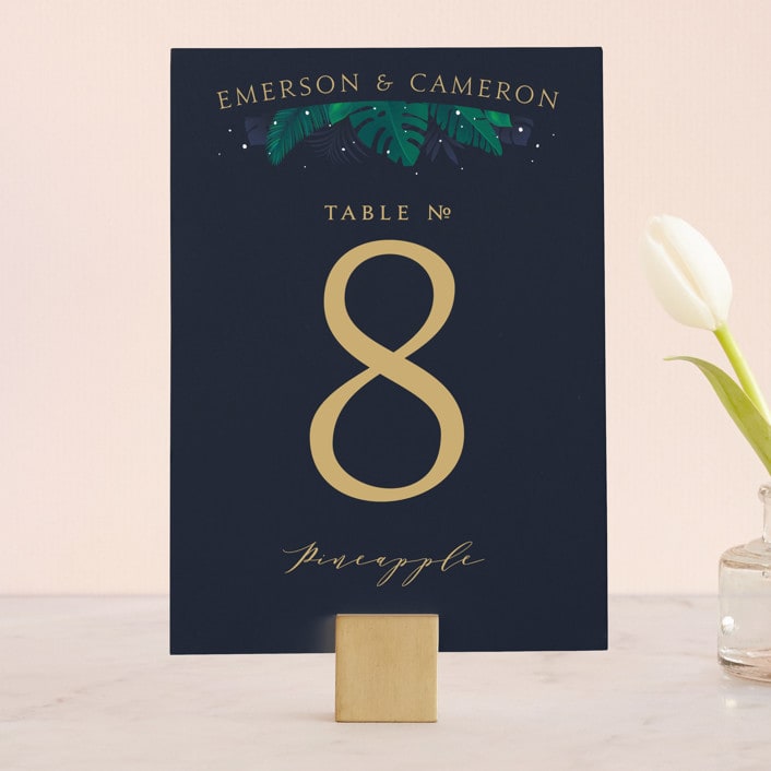 "Paradise" - Table Numbers in Midnight Ocean by GeekInk Design - Front