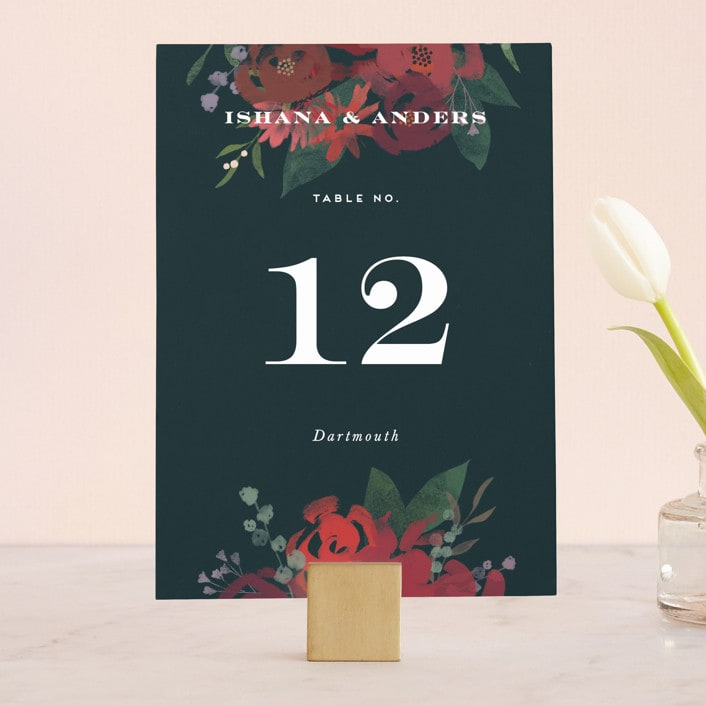 "Midnight Garden" - Table Numbers in Deep Sea by Jennifer Wick - Front