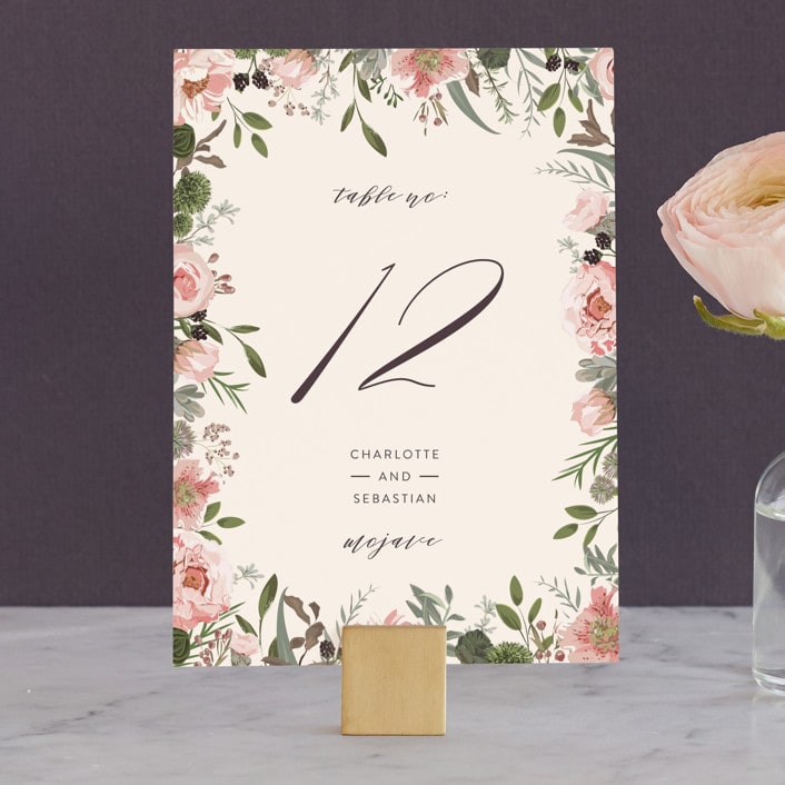 "Desert Blooms" - Table Numbers in Blush by Susan Moyal - Front
