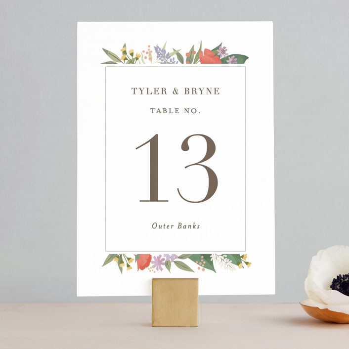 "Floral specimen" - Table Numbers in Persimmon by Jennifer Wick - Front