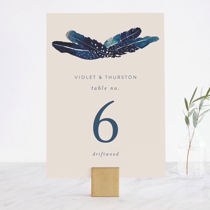 "Feathers" - Table Numbers in Stone by Morgan Kendall - Front