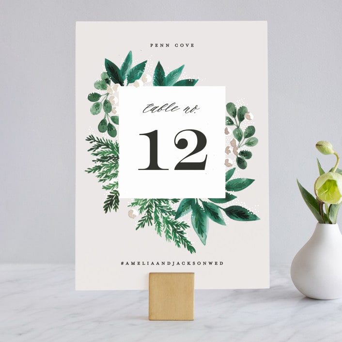"Winter Bouquet" - Table Numbers in Mist by Alethea and Ruth - Front