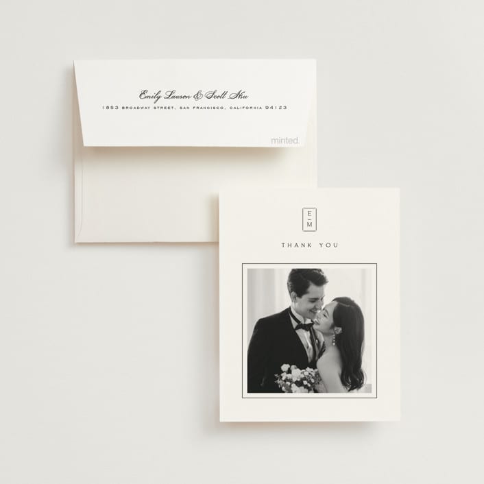 "Stripe Bevel" - Wedding Thank You Cards in Salt by Amy Kross - Front