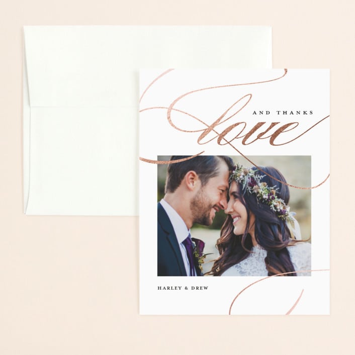 "So in Love" - Wedding Thank You Cards in Rose by Stacey Meacham - Front