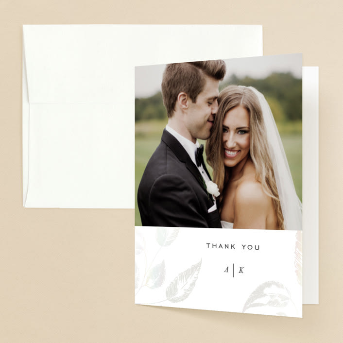 "Halcyon" - Gloss-Press® Thank You Cards in Snow by Leah Bisch - Front