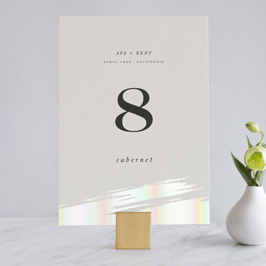 "Halcyon" - Gloss-Press® Table Numbers in Snow by Leah Bisch - Front