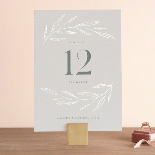 "Chic Wreath" - Gloss-Press® Table Numbers in Cloud by Kelly Schmidt - Front