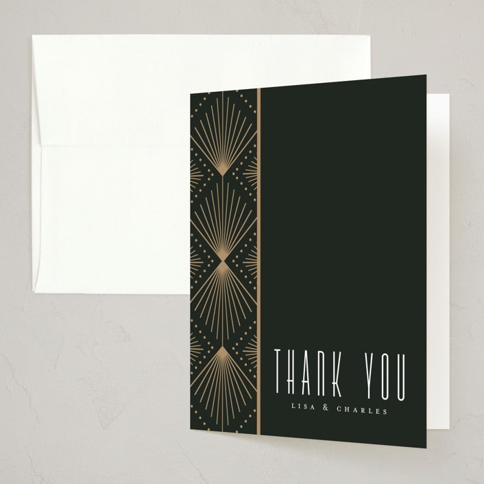 "Deco pattern" - Party Thank You Cards in Onyx by Ana de Sousa - Front