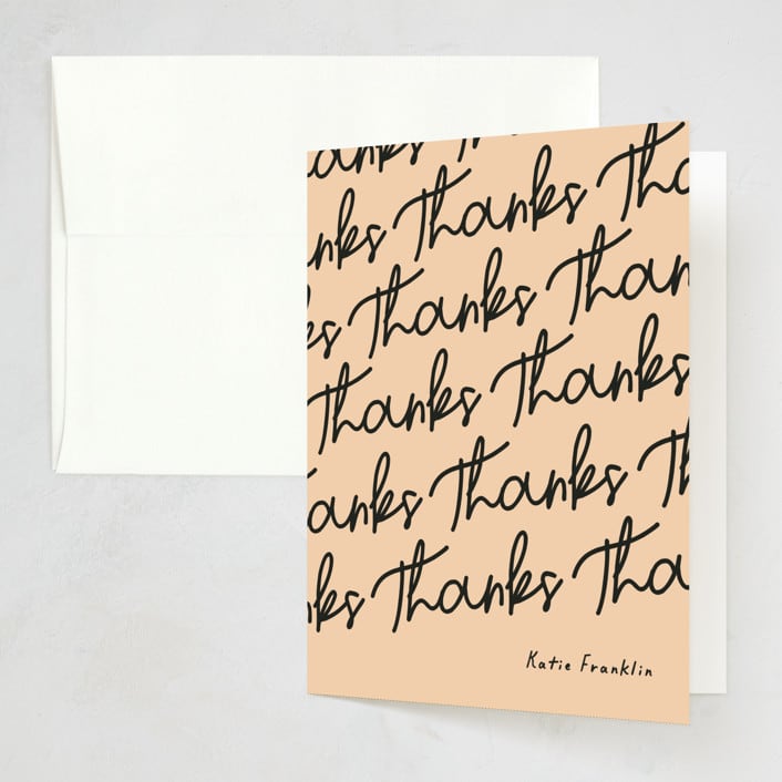 "Cake and eat it too" - Party Thank You Cards in Peach by Inkblot Design - Front