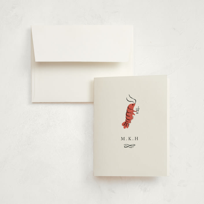 "Shrimp Cocktail" - Party Thank You Cards in Pearl by mo kelley - Front
