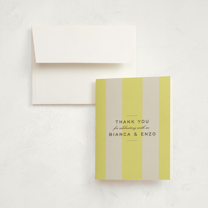 "Campania" - Party Thank You Cards in Limone by Megan Davis - Front