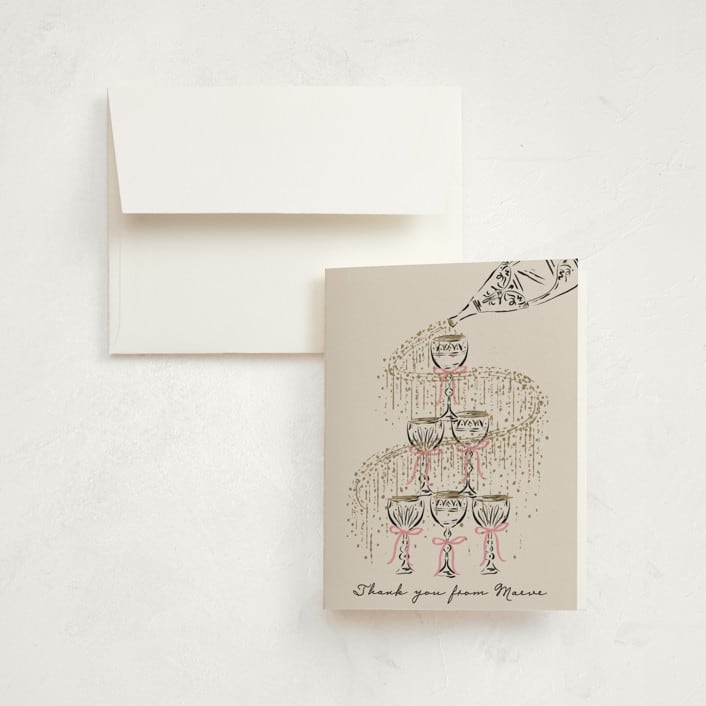 "Sparkling Champagne Tower" - Party Thank You Cards in Petal by Jackie Crawford - Front
