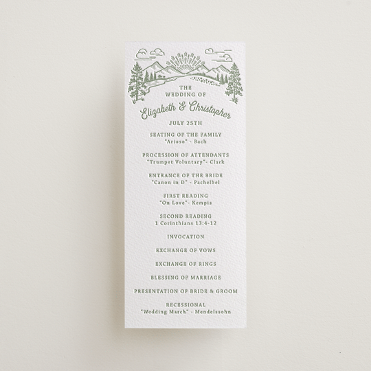 "On The Horizon" - Letterpress Long Programs in Mint by Paper Sun Studio - Front
