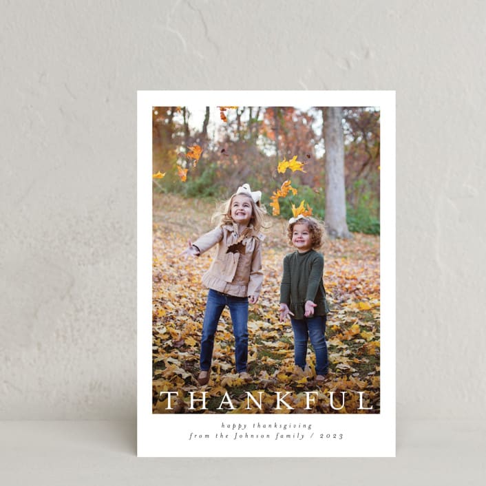 "Modern Thankful" - Thanksgiving Cards in Cloud by Nicole Walsh - Front