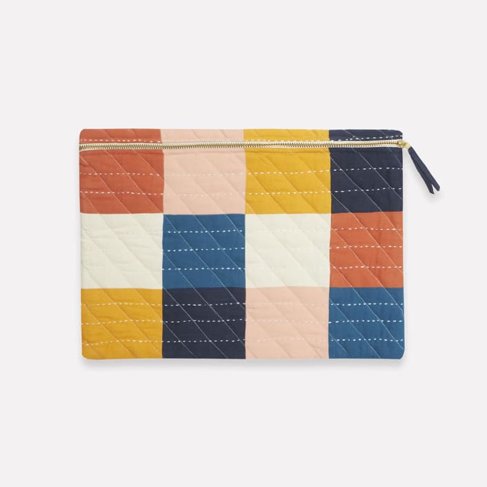 Medium Checkered Laptop Case - Cobalt by Anchal