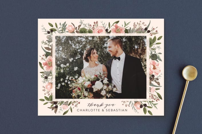 "Desert Blooms" - Wedding Thank You Postcards in Blush by Susan Moyal - Front