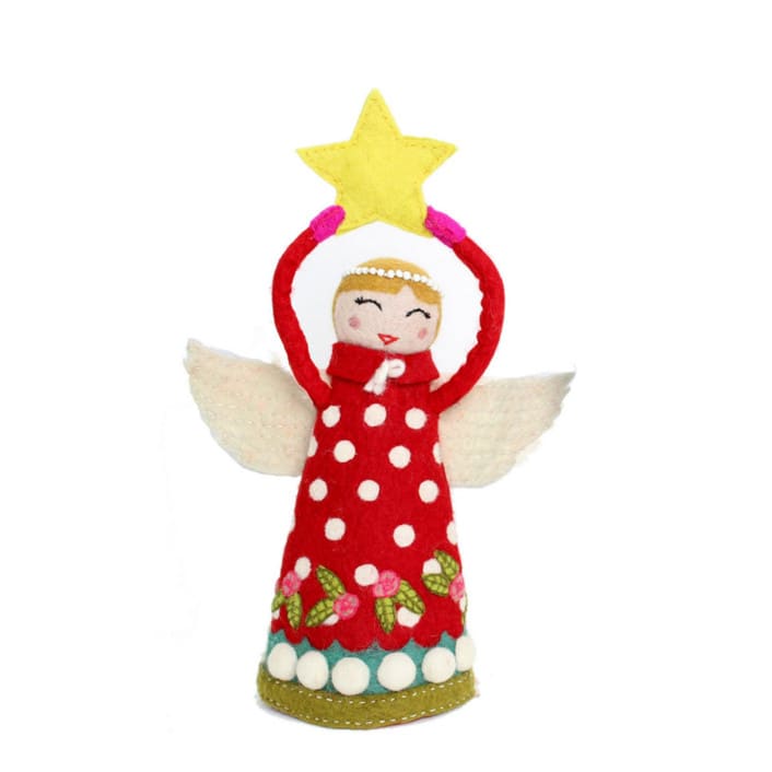 "Angel Tree Topper - Joy Red" - Tree Toppers in red by French Knot