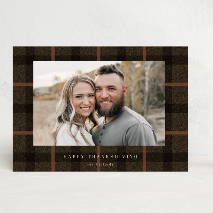 "Fall Plaid" - Thanksgiving Cards in Cocoa by Baumbirdy - Front