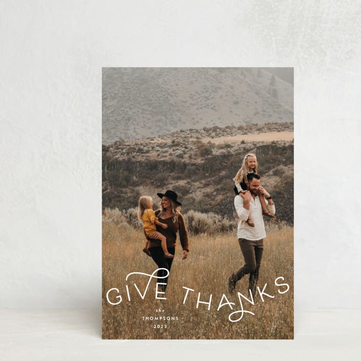 "Give Thanks Modern" - Thanksgiving Cards in Powder by Kristel - Front