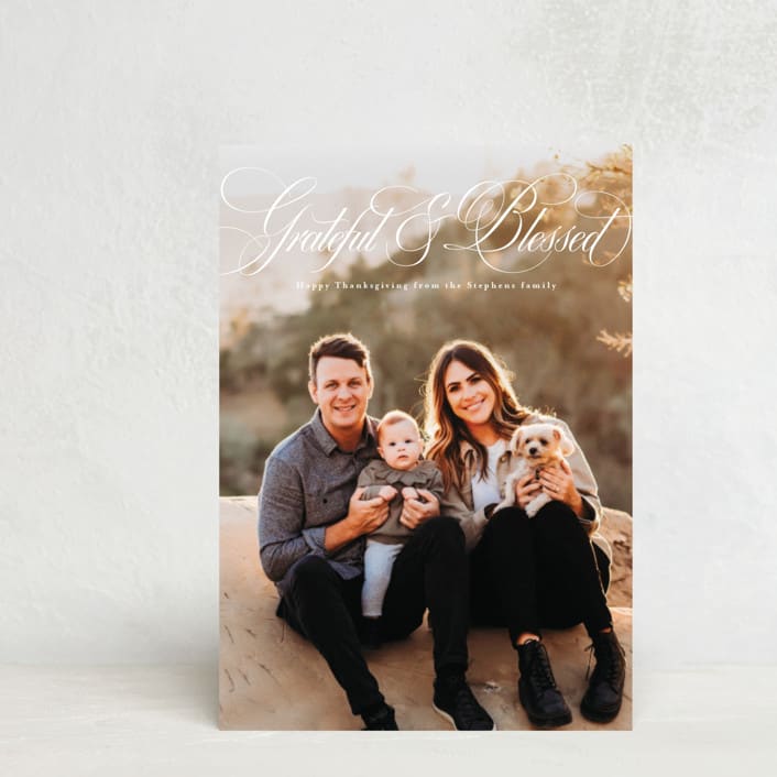 "Grateful and blessed" - Thanksgiving Cards in Cotton by Lea Delaveris - Front